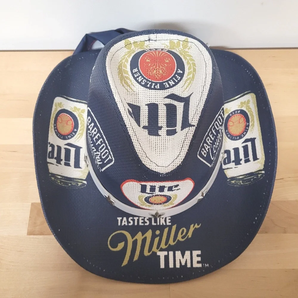 Miller Lite Cowboy Hat OSFM Blue Barefoot Country Music Fest 5th Anniversary